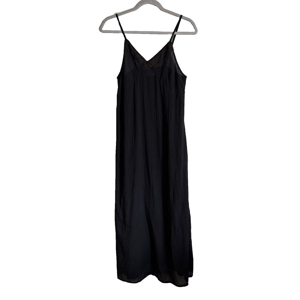 Holy Clothing Dress Maxi Slip Black Medium Renaissance Faire Lacey Whimsy Vneck